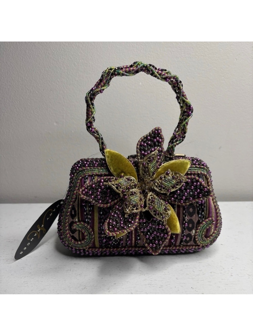 Vintage Retired Mary Frances Beaded Flower Multicolored Embellished Coll Purse